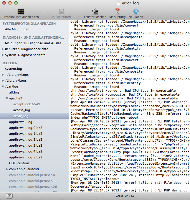 OS X Apache error log MotionsMedia